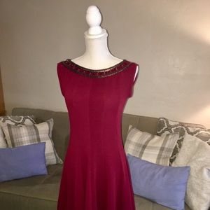Red Jewel Collared Dress